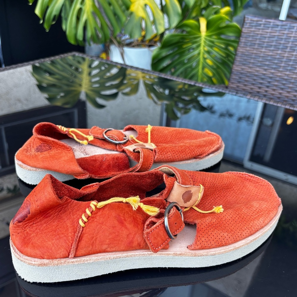 Satorisan Burnt-Orange Suede Footbed Sandals, EU 41 / US 10, New